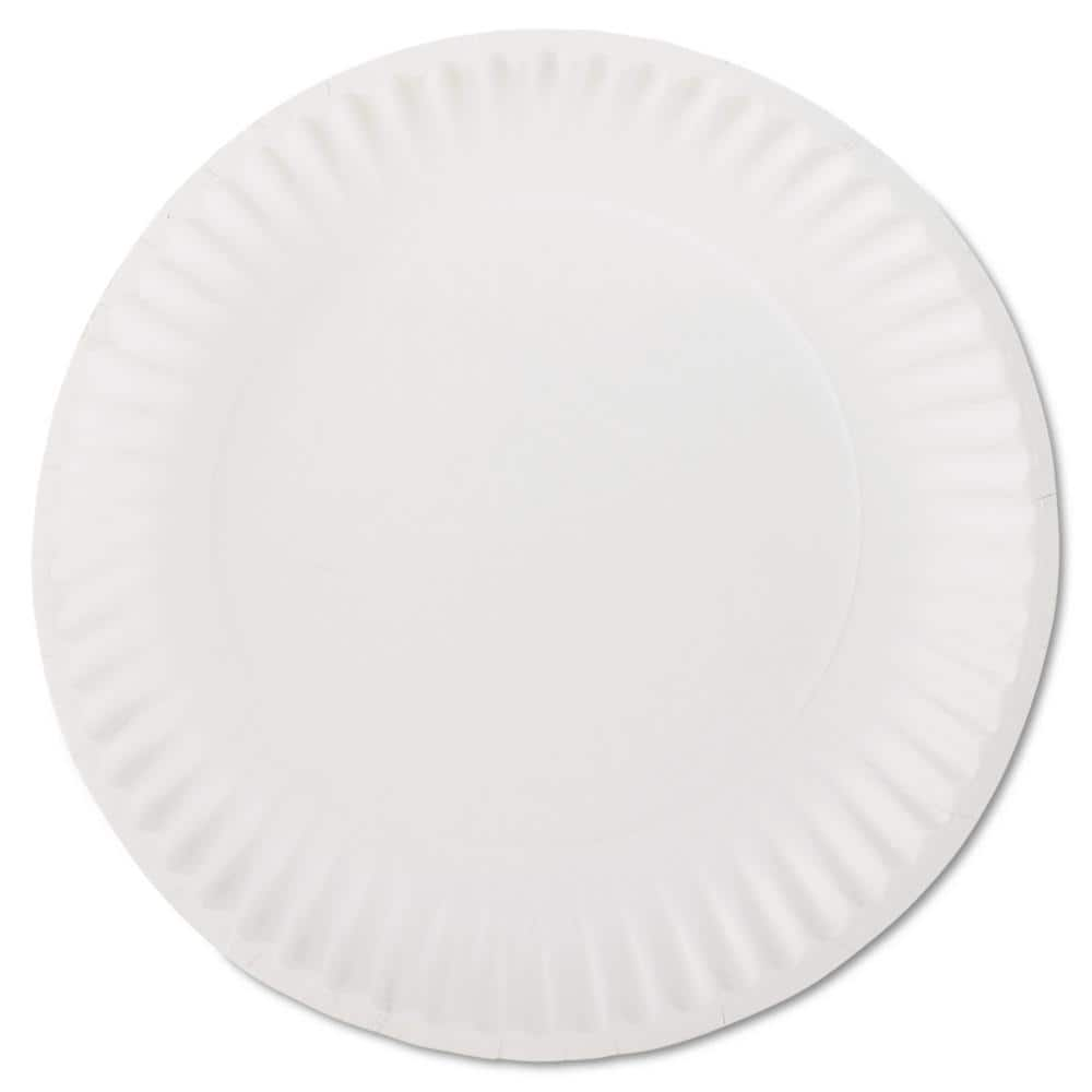 AJM Packaging Corporation 9 in. White Disposable Paper Plates, 100/Pack, 10 Packs/Carton