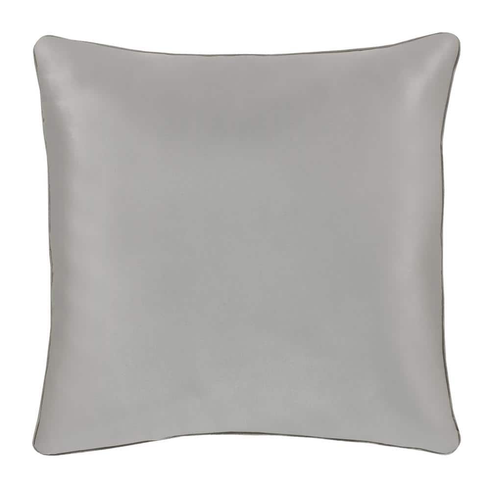 Silver Embroidered Satin Square Decorative Throw Pillow