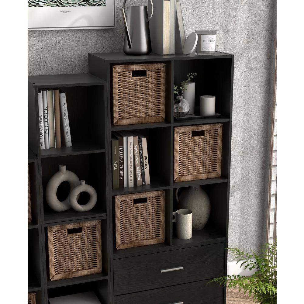 Black 6-Cube Stackable Wood Modular Bookcase