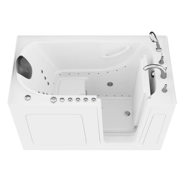 Universal Tubs Safe Premier Series 32 in. L x 60 in. W Right Side Drain Combination Jetted Bathtub in White with Microbubbles Jet
