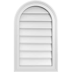 16 in. x 26 in. Round Top White PVC Paintable Gable Louver Vent Non-Functional