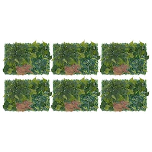 Green 23 .6 in. x 15.7 in. Artificial Leaf Plants Shrubs Wall Panel Grass Hedge Backdrop Decor 6Pcs