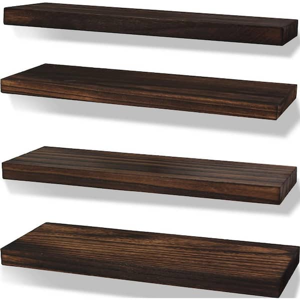 Unbranded 17 in. W x 6 in. D Brown Floating Decorative Wall Shelf (Set of 4)
