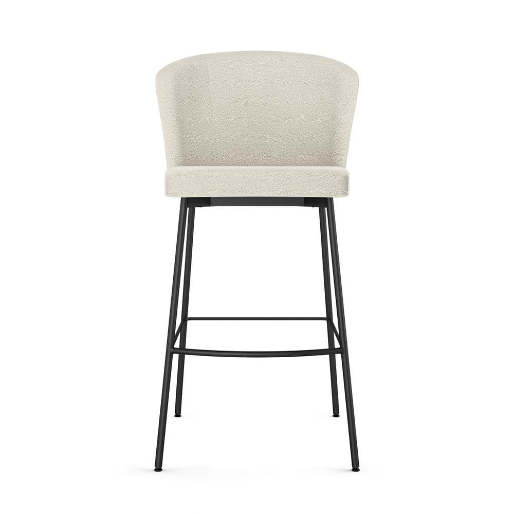 Camilla Cream Bouclé and Black Metal Bar Stool