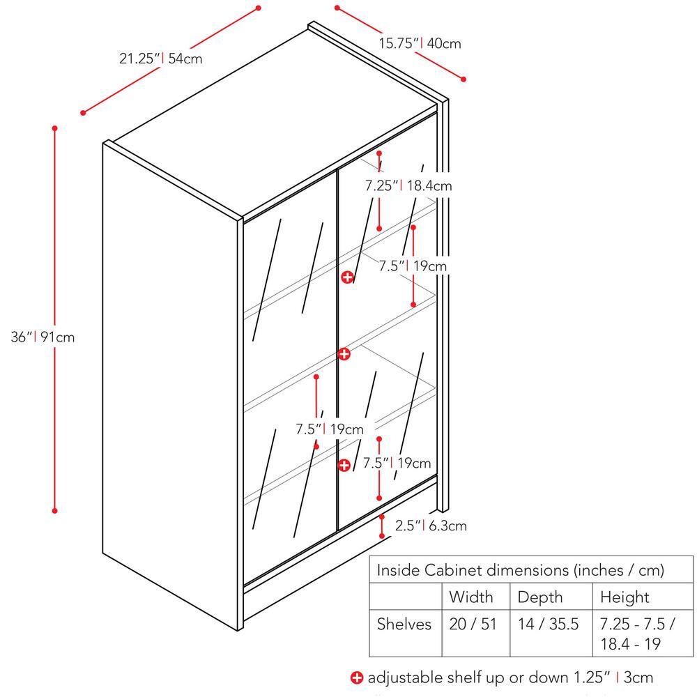 Ravenwood Black 44'' Media Storage Cabinet with Tempered Glass Door