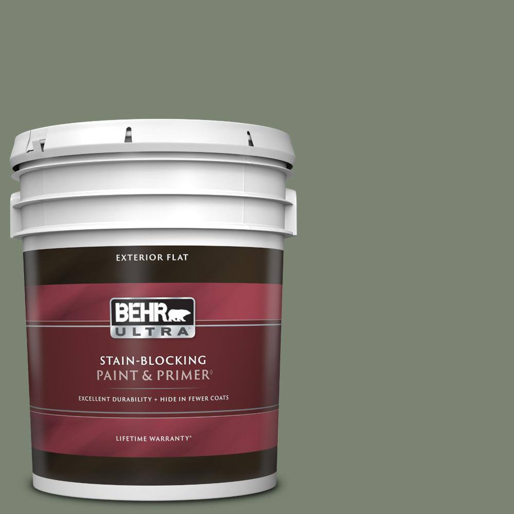 BEHR ULTRA 5 gal. ICC77 Sage Green Flat Exterior Paint