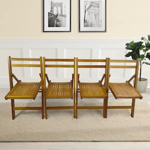 Honey Color Slatted Wood Folding Special Event Chair, Set of 4