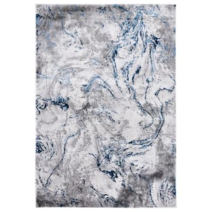 Craft Gray/Blue Doormat 3 ft. x 5 ft. Abstract Marble Area Rug