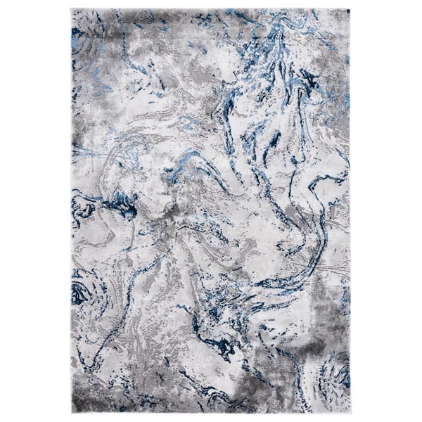 SAFAVIEH Craft Gray/Blue Doormat 3 ft. x 5 ft. Abstract Marble Area Rug