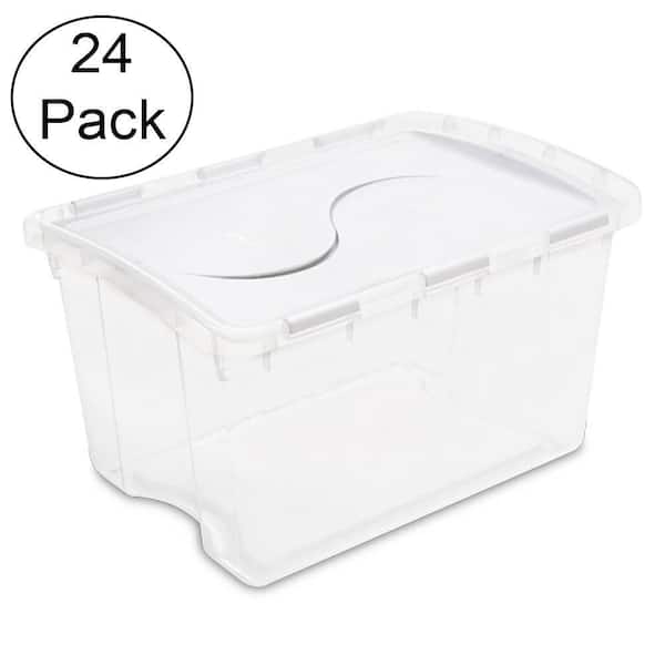 Sterilite Single 48 Clear Base Hinged Lid Storage Box Tote (24