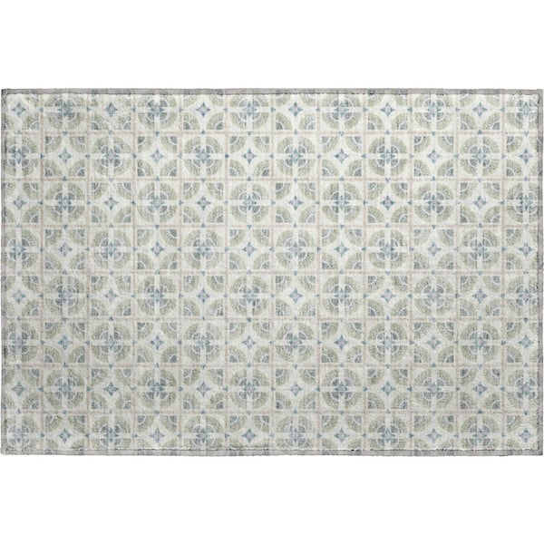 Mayfield Premium Machine Washable Abstract AMF2552 Ivory 2 ft. x 3 ft. Accent Rug