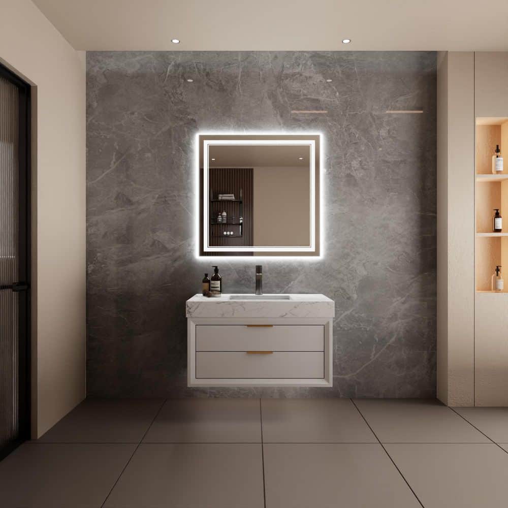 36 in. W x 36 in. H Square Frameless Wall Mounted LED Bathroom Vanity Mirro