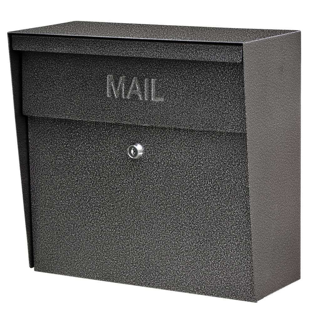 Galaxy Black Steel Lockable Wall-Mount Mailbox