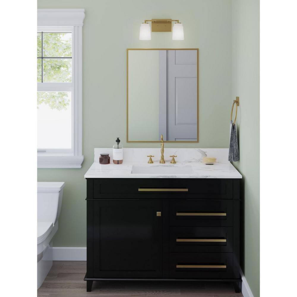 Brushed Gold 2-Light Vanity with Opal Glass Shades