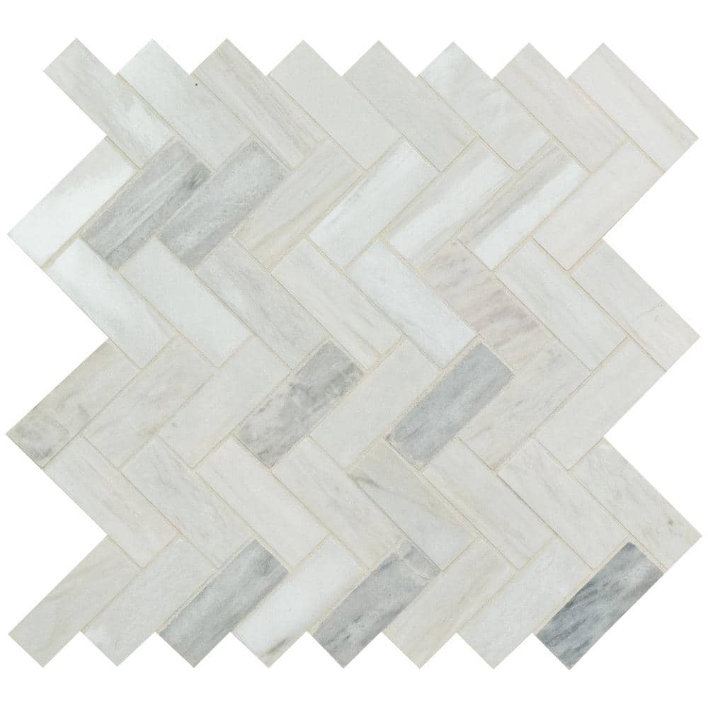 MSI Angora Herringbone 12 in. x 12 in. x 10 mm Polished Marble Mosaic Tile (10 sq. ft. / case) -  ANGORA-HBP