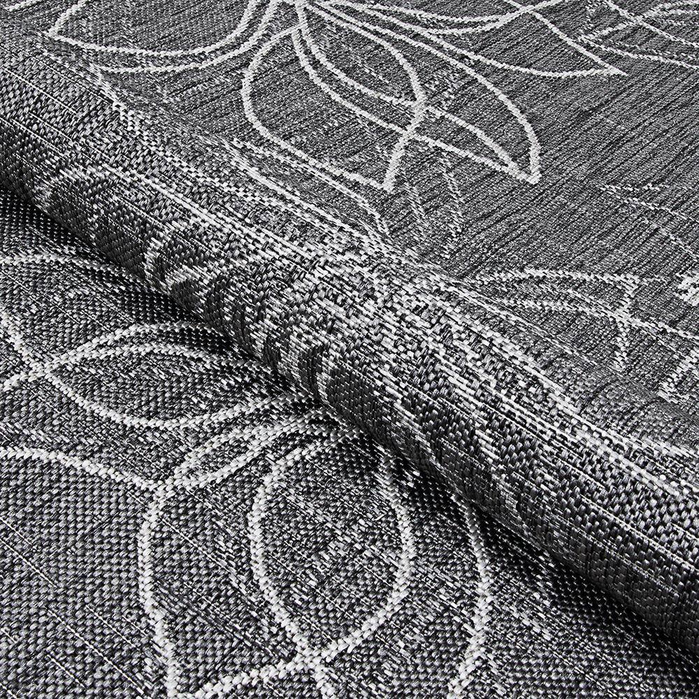 Ash Floral Transitional 5' x 7' Flat Woven Synthetic Area Rug