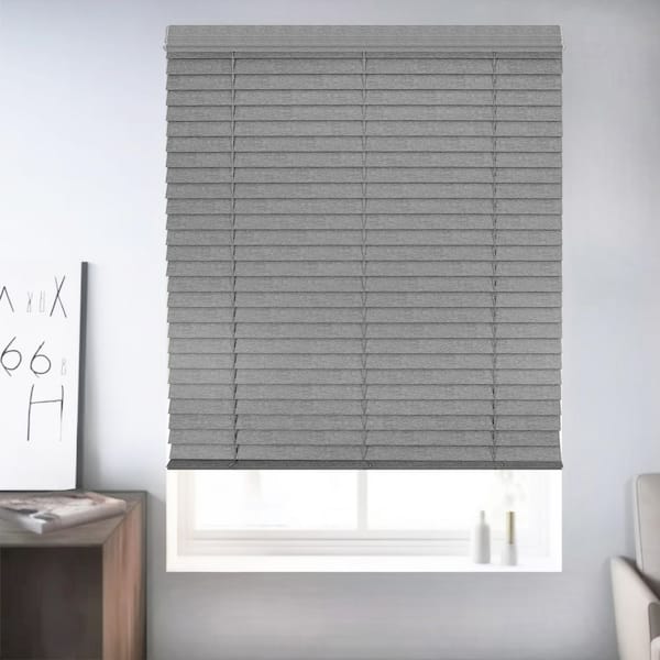 Cordless Bottom-Up Room Darkening Faux Wood Window Blinds with 2.5 in. Slats, 60.25 in. W X 72 in. L Gray