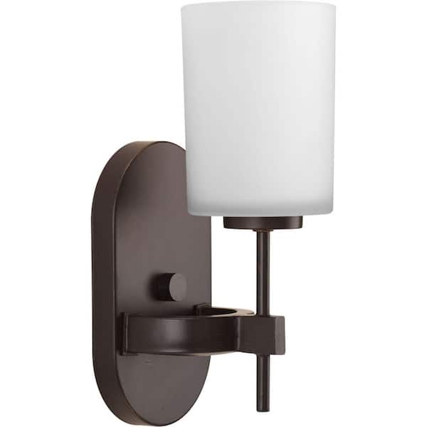 Progress Lighting Compass Collection 1-Light Antique Bronze Wall Sconce with Opal Etched Glass