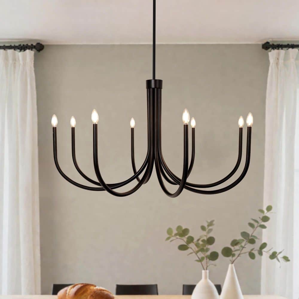 LNC Transitional 44 in. 8-Light Black Classic Candlestick LNC Transitional 44 in. 8-Light Black Classic Candlestick