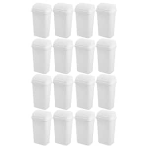 13 Gal. White Swing Top Lid Kitchen Wastebasket Plastic Household Trash Can (16-Pack)