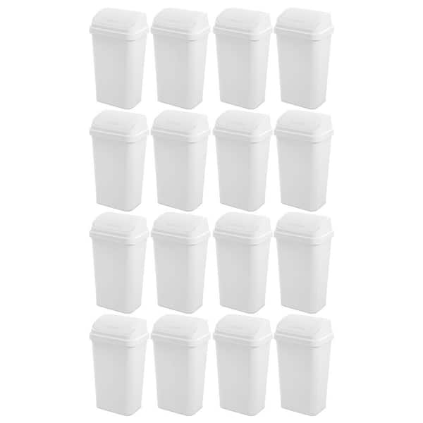13 Gal. White Swing Top Lid Kitchen Wastebasket Plastic Household Trash Can (16-Pack)