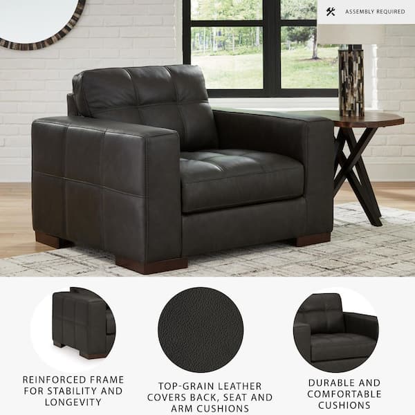 Signature DESIGN BY ASHLEY Luigi Black Leather Match Chair and a