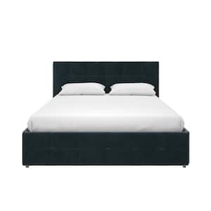 Ryan Blue Velvet Full Upholstered Bed with Storage