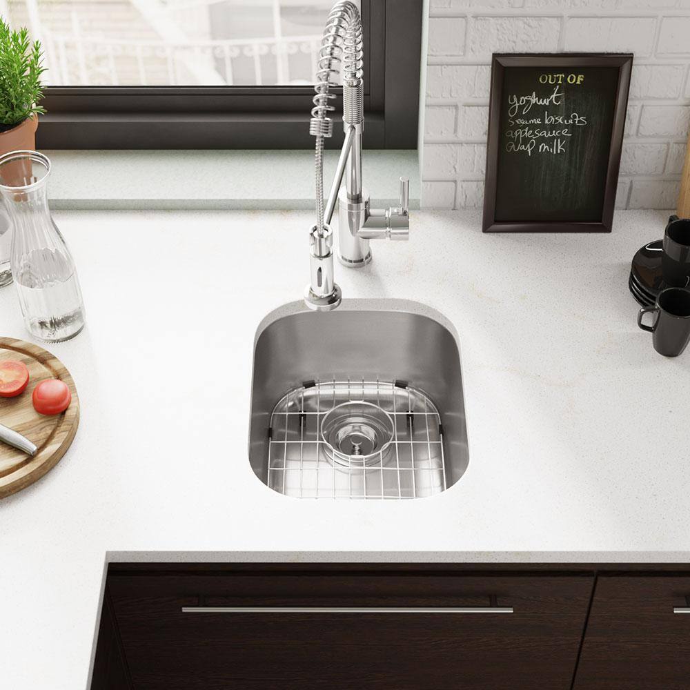 Rene Stainless Steel 15 in. Undermount Bar Sink Kit R1-1014-16 - The ...