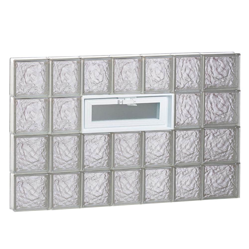 Clearly Secure 4425 In X 31 In X 3125 In Frameless Ice Pattern Vented Glass Block Window 1310