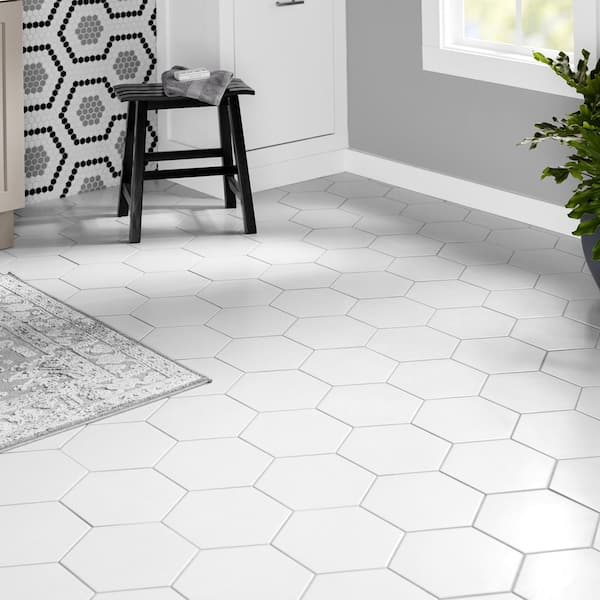 Textile Basic Hex White 8-5/8 in. x 9-7/8 in. Porcelain Floor and Wall Tile (11.5 sq. ft./Case)