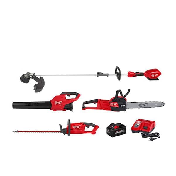 Milwaukee M18 FUEL 18V Lithium-Ion Brushless Cordless QUIK-LOK String Trimmer/Blower Combo w/Hedge Trimmer & Chainsaw(4-Tool)