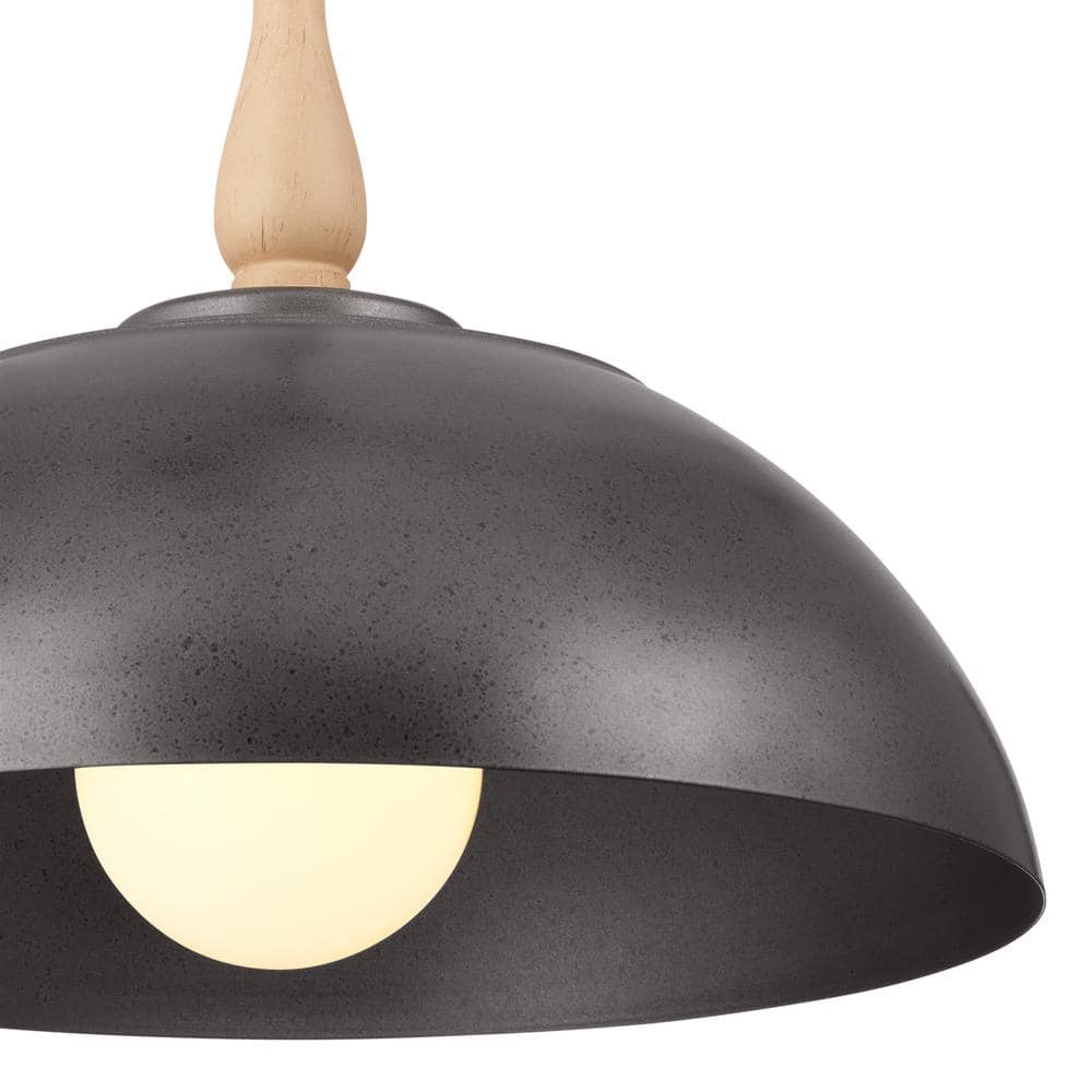 Fira Anvil Iron and Beech 18'' Single Pendant Light