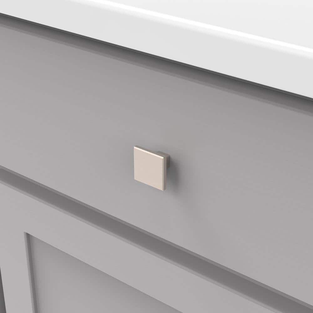 Satin Nickel Square Modern Cabinet Knobs with Mounting Hardware