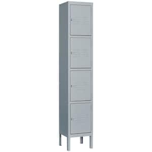 4 Door 4-Shelf Gray Storage Lockers with Lock Door, Metal Storage Cabinet 4-Tier for Employees, School,Gym, Home, Office