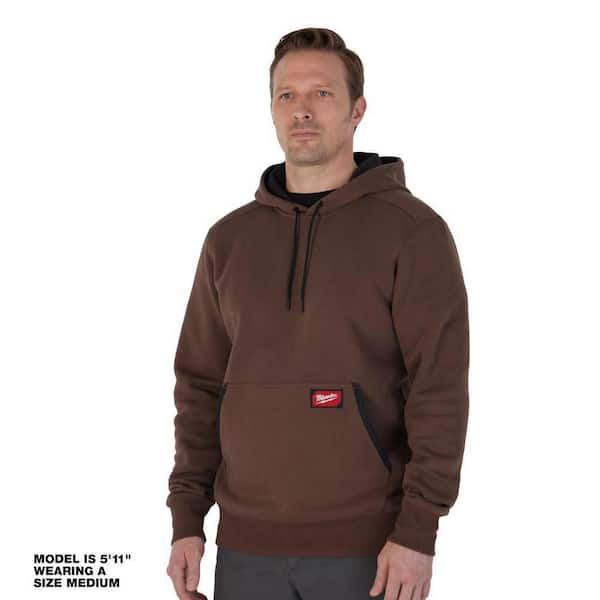 Men's Medium Brown Midweight Cotton/Polyester Long-Sleeve Pullover Hoodie