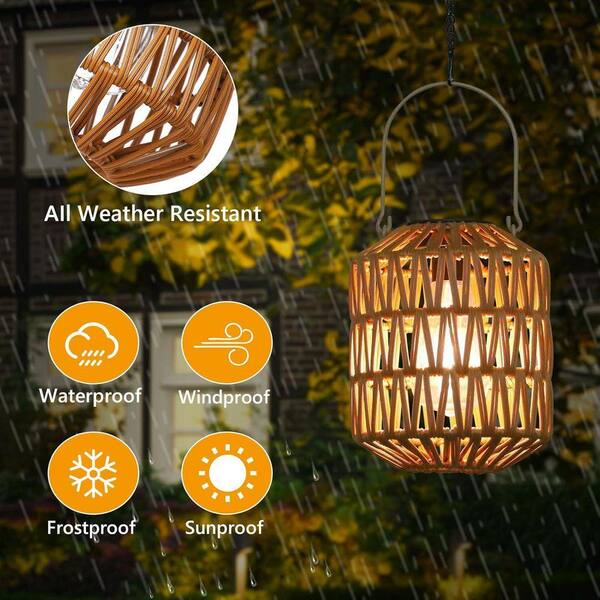 Classic 7 in. x 6 in. Brown Rattan Plastic Hanging Decorative