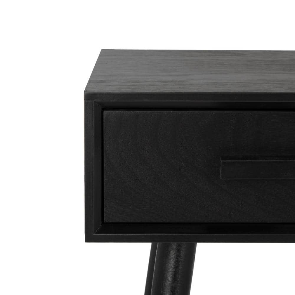 Transitional Black Rectangular Console Table with 3 Drawers