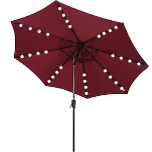 9 ft. Market Patio Umbrella in Dark Red with 32 LED Lights