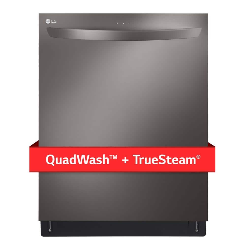 24 in. in PrintProof Black Stainless Steel Top Control Dishwasher with TrueSteam, QuadWash and Dynamic Dry