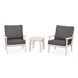 Grant Park Sand 3-Piece Deep Seating Set with Ash Charcoal Cushions
