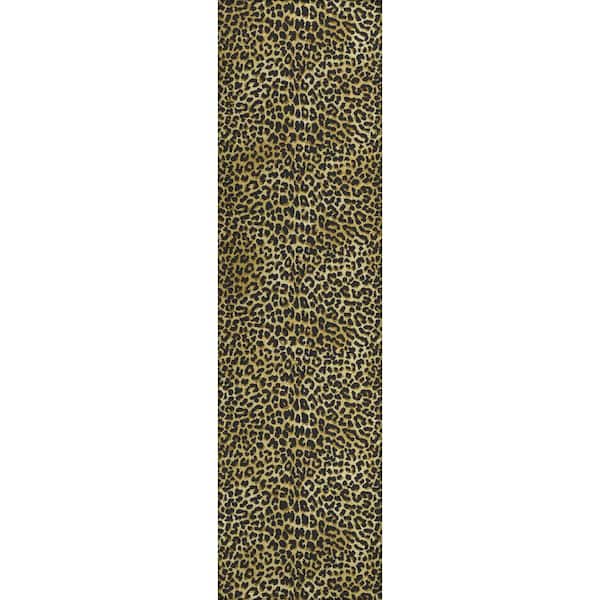 Addison Rugs Kruger Gold 2 ft. 3 in. x 7 ft. 6 in. Animal Print Runner Rug
