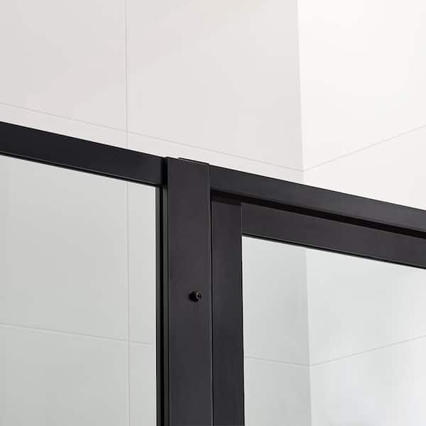 Ove Decors Larissa 48 in. 6 mm Silk Screen Shower Door in Black