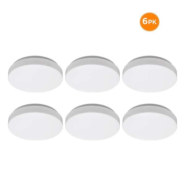 Commercial Electric 7 in. White Closet Light LED Flush Mount Ceiling Light Fixture 810LM Bright White 4000K Bathroom Laundry Room (6-Pack)