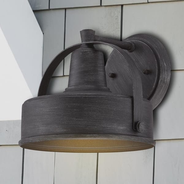 Portland Weathered Pewter Dark Sky 1-Light Outdoor Line Voltage Hardwired Porch Light Wall Sconce with No Bulb Included