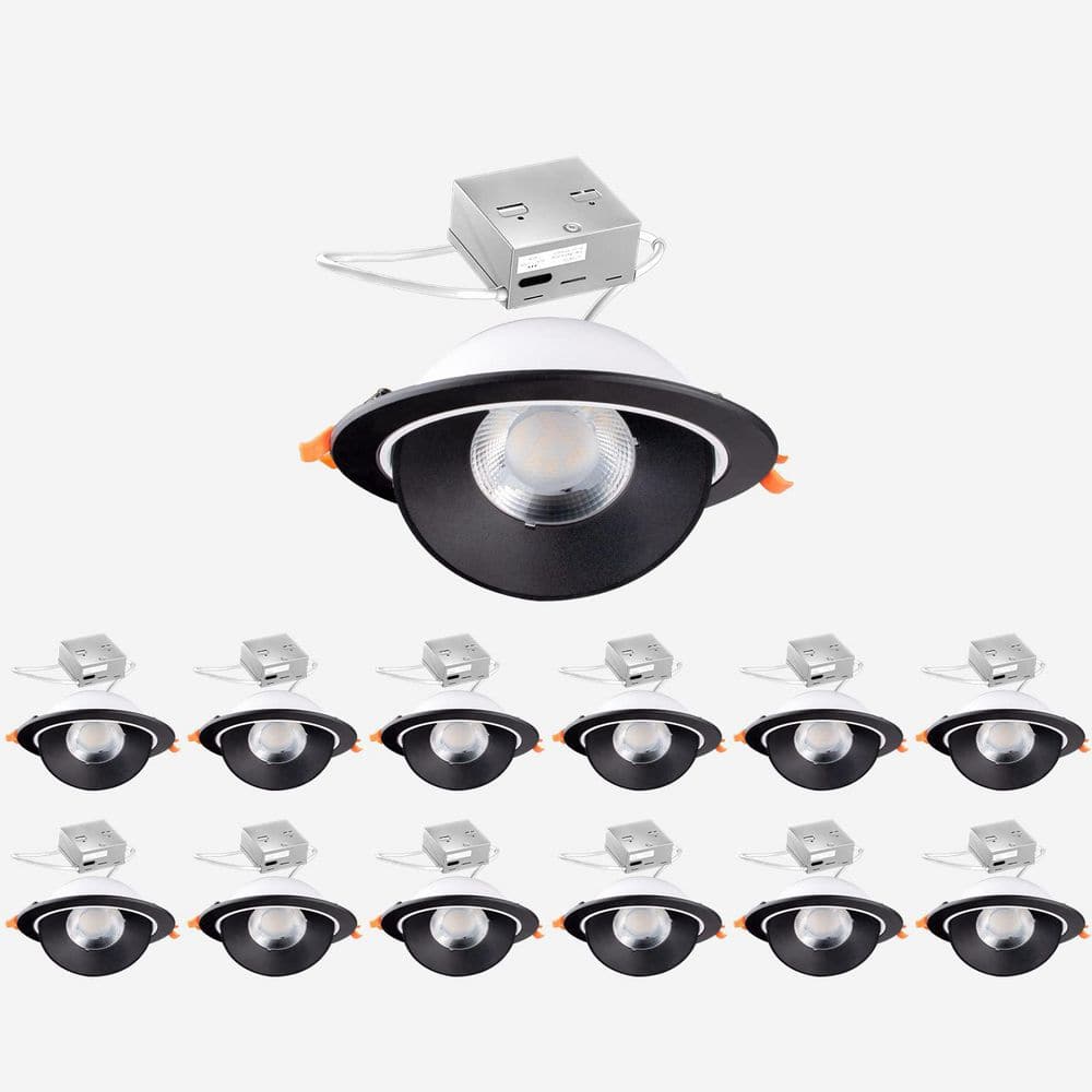 4 in. LED Black Adjustable Canless Integrated Gimbal LED Recessed Light 3 C