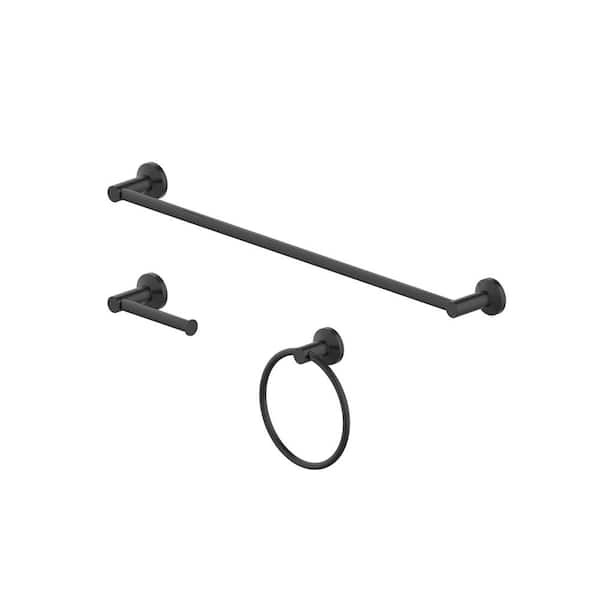 Glacier Bay Dorind 3-Piece Bath Hardware Set with 24 in. Towel Bar, Towel Ring, and TP Holder in Matte Black