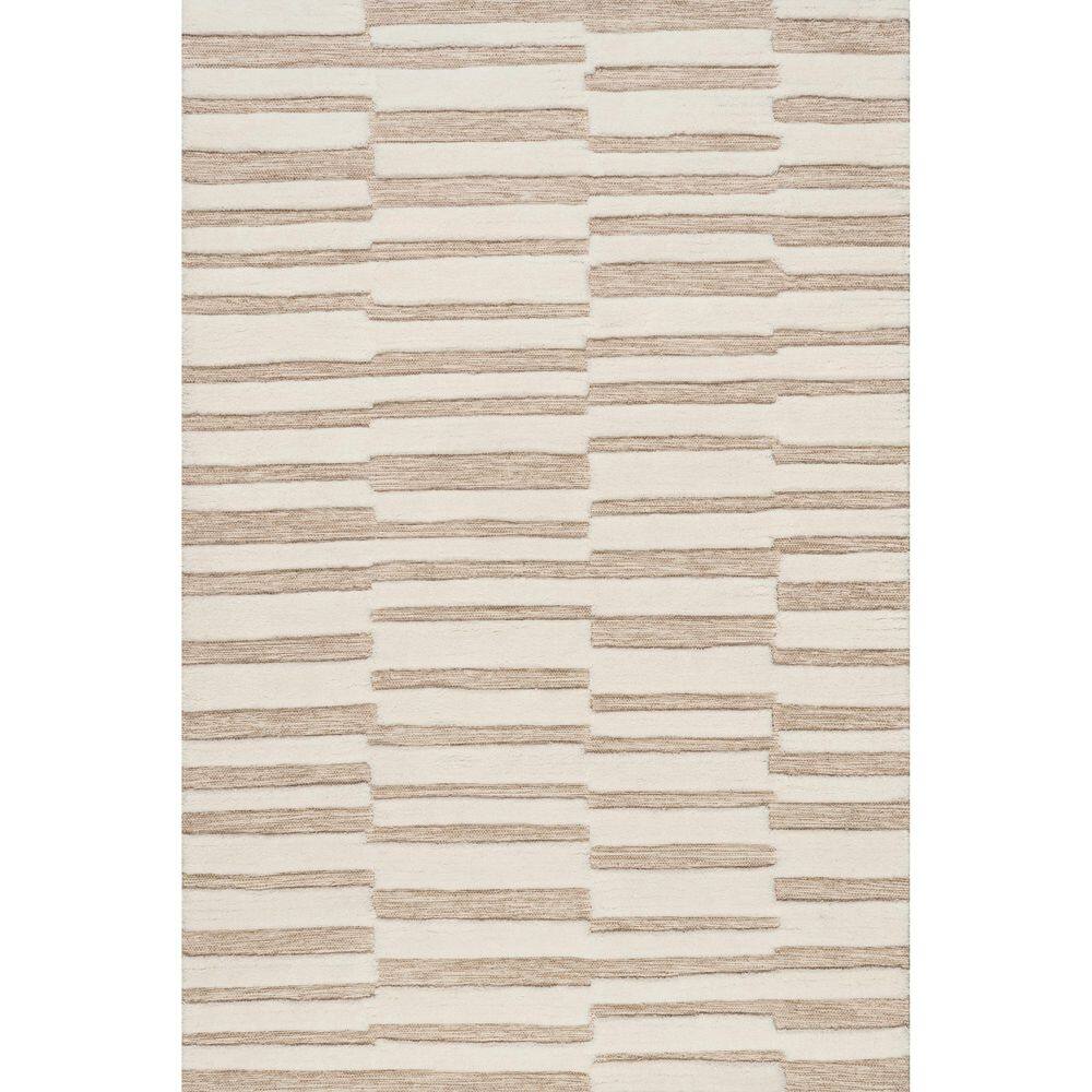 Maui Broken Stripe New Zealand Wool Ivory 4 ft. x 6 ft. Indoor Area Rug price history on PriceWatchPro