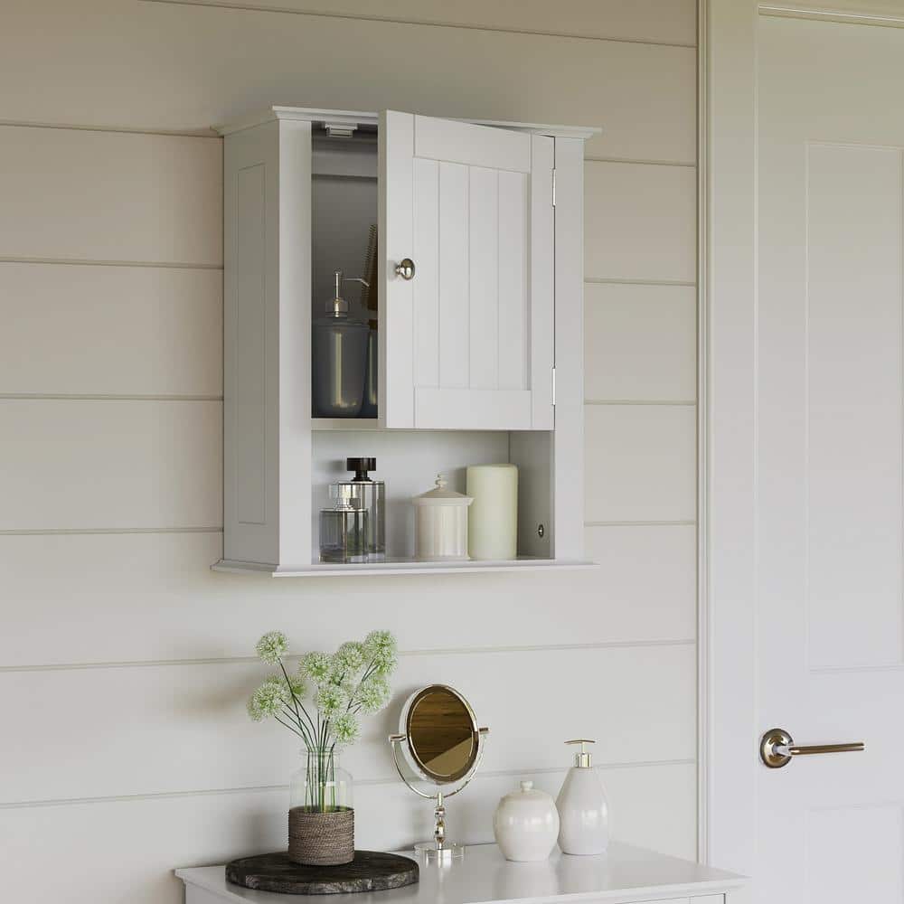 RiverRidge Home Ashland 16.5 in. W x 20 in. H x 7 in. D Bathroom Storage Wall Cabinet and Laundry Medicine Cabinet in White 06-088 - The Home Depot