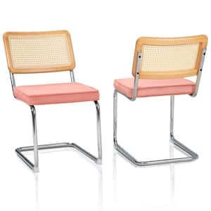 2-Piece Metal Outdoor Lounge Chairs with Pink Cushions for Deck, Balcony, Patio, Outside, Lawn and Garden