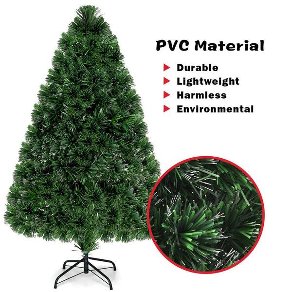 Costway 4 ft. Pre-Lit Fiber Optic Artificial PVC Christmas